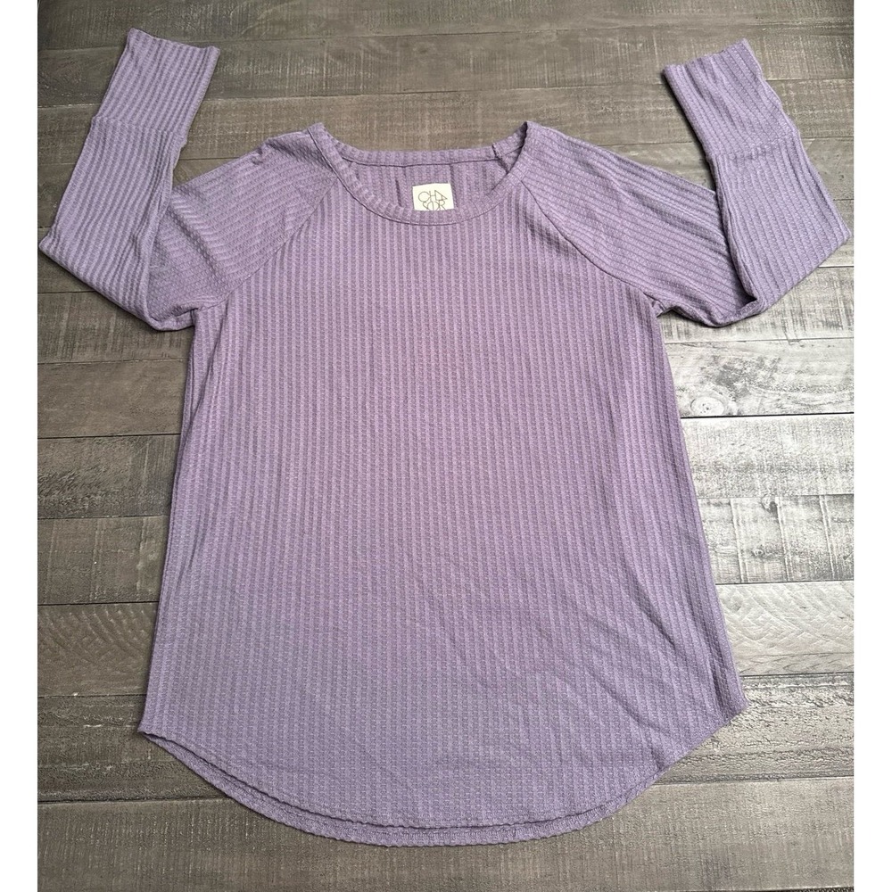 Chaser Women's Purple Waffle Knit Long Sleeve Tee‎ Size XXL